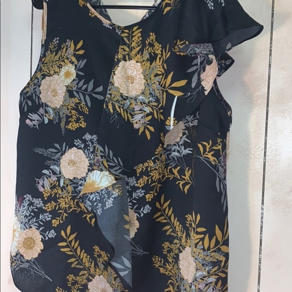Anthology Size 12 Flutter Asymmetrical Floral Top - image 2